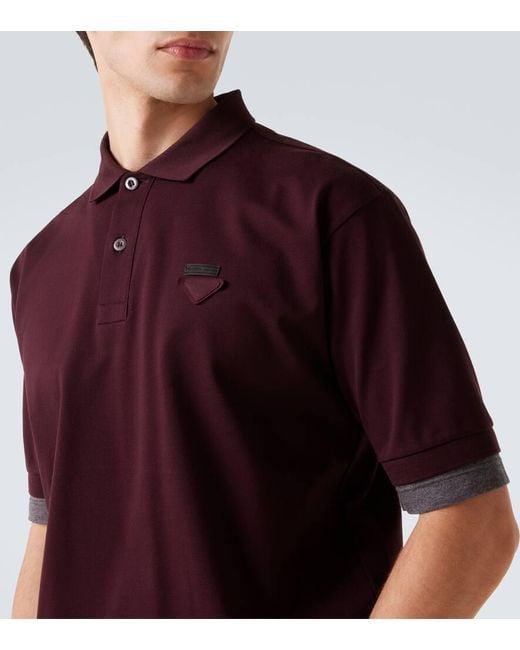 Prada Red Cotton Polo Shirt for men