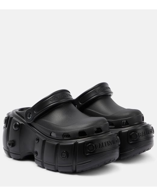 X Crocs – Mules Hardcrocs a plateforme Balenciaga en coloris Black