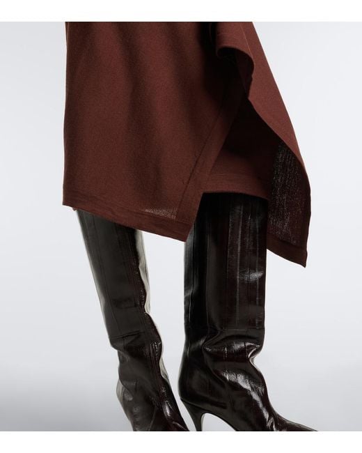 Lemaire Brown Wool-Blend Midi Skirt
