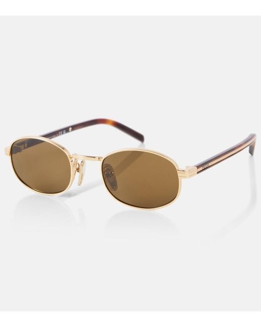 Prada Brown Iconic Plaque Round Sunglasses
