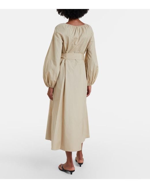 Vince Natural Belted Cotton Poplin Midi Dress