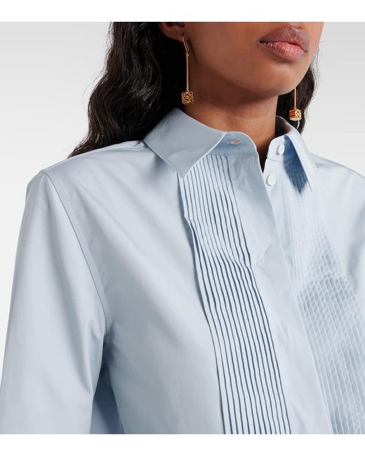 Camisa de popelin de algodon plisada Loewe de color Blue