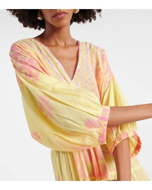 Juliet Dunn Yellow Printed Cotton Maxi Dress