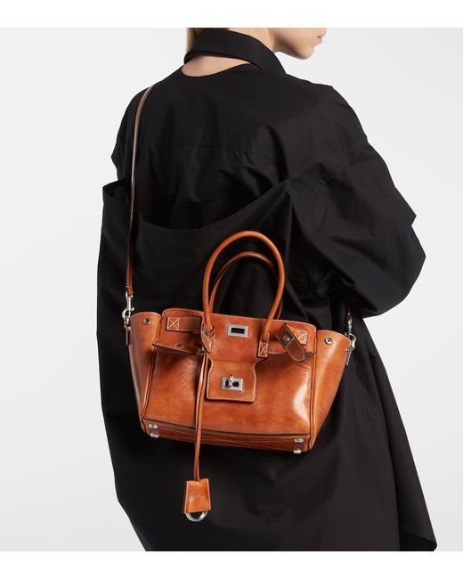 Balenciaga Brown Bel Air Mini Leather Tote Bag