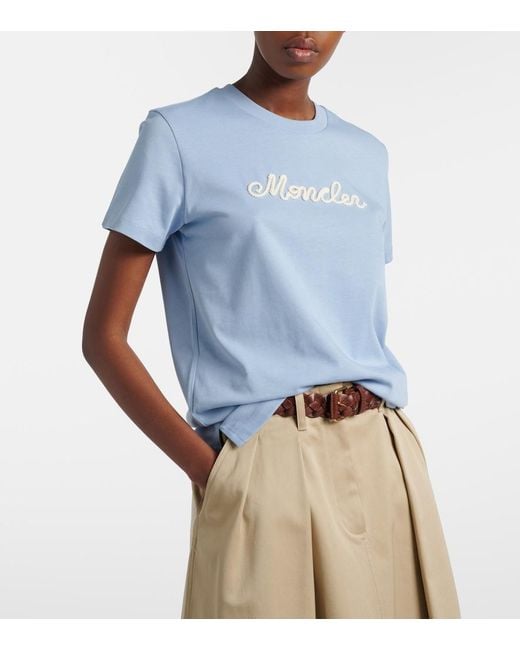 Moncler Blue Logo Cotton Jersey T-Shirt