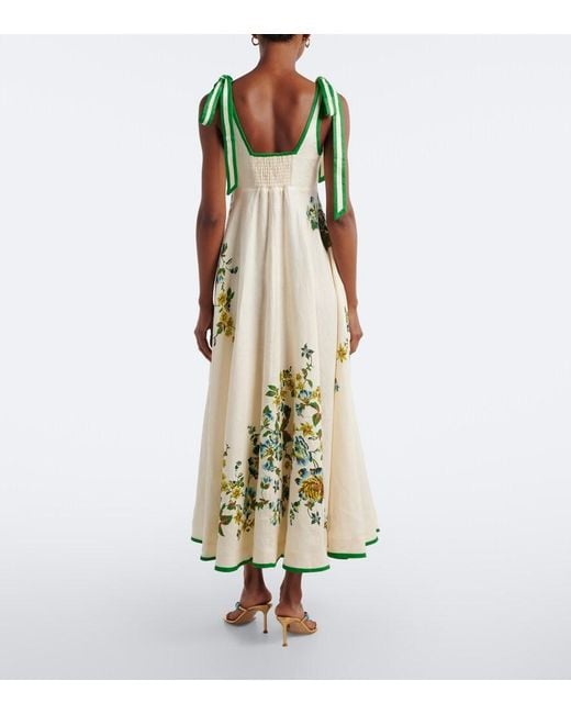ALÉMAIS Green Phyllis Floral Linen Maxi Dress