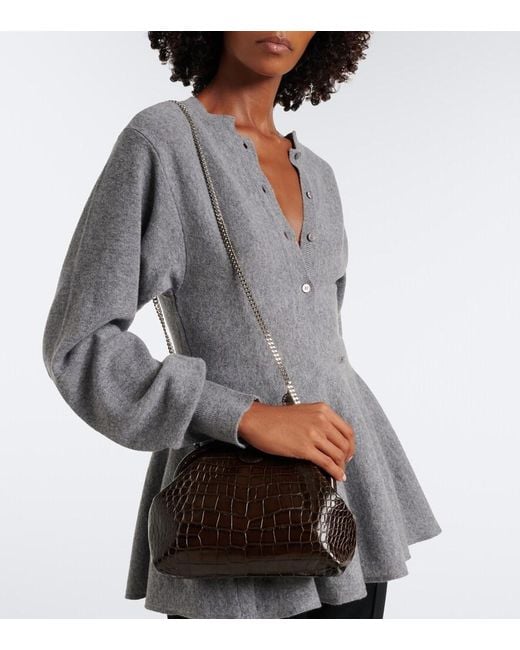Stella McCartney Black Falabella Small Croc-Effect Clutch
