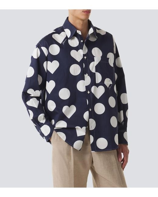 Jacquemus Blue Camargue Polka-Dot Cotton Poplin Shirt for men