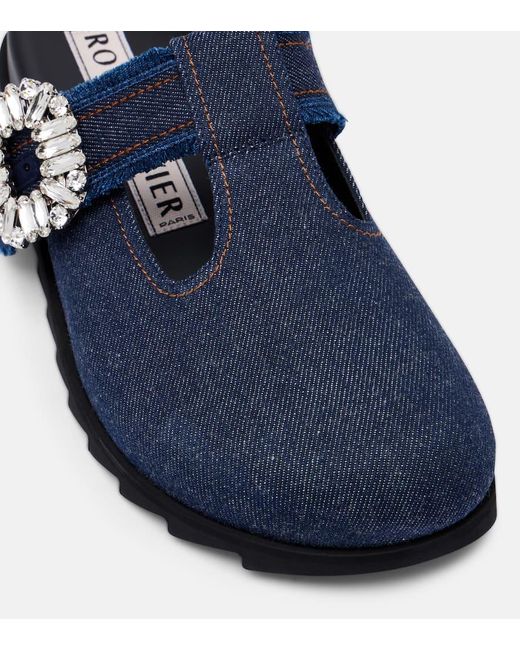 Mules Slidy Viv' di Roger Vivier in Blue