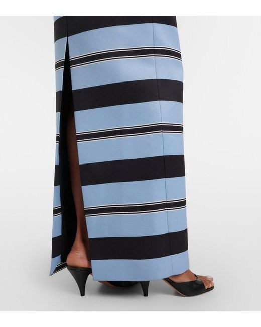 Emilia Wickstead Blue Regina Striped Taffeta Faille Maxi Dress