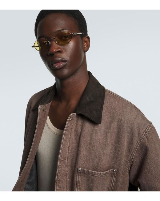 Bottega Veneta Metallic Oval Sunglasses for men