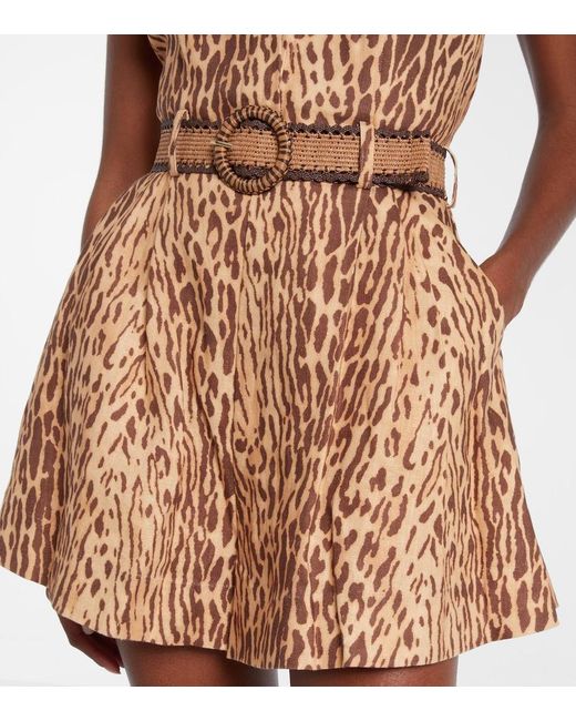 Zimmermann Brown Printed Linen Jumpsuit