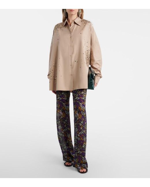 Dries Van Noten Gray Printed Wide-Leg Pants