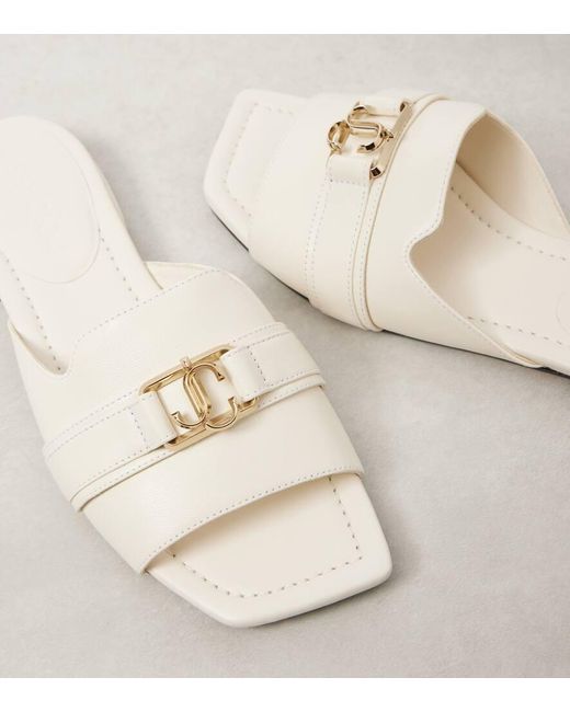 Jimmy Choo White Nako Leather Slides