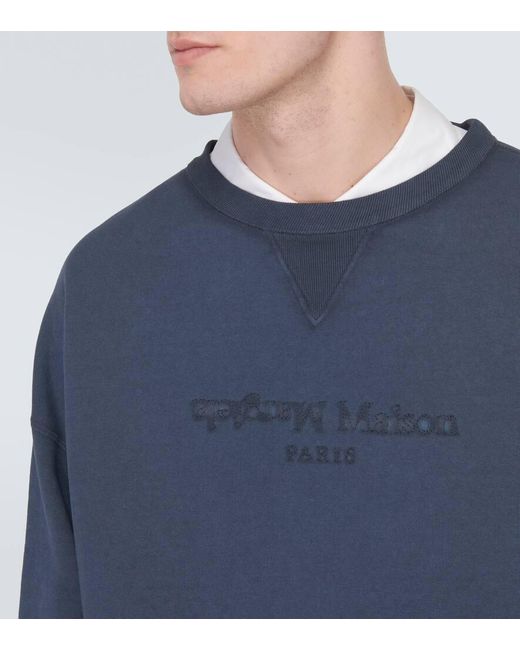 Felpa in jersey di cotone con logo di Maison Margiela in Blue da Uomo