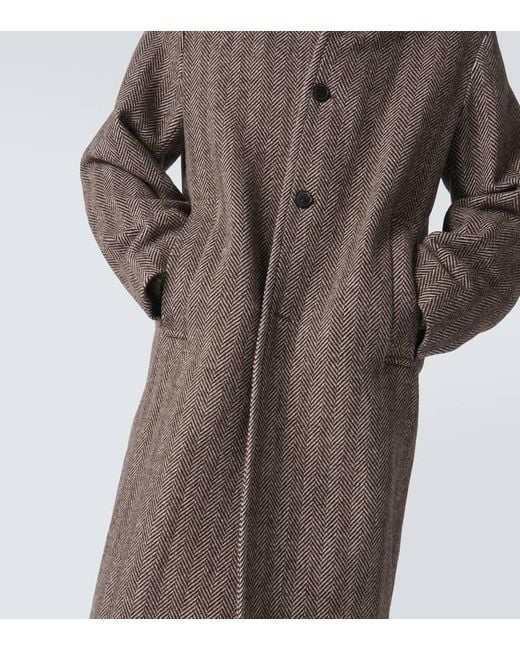 Dries Van Noten Brown Wool Tweed Overcoat for men