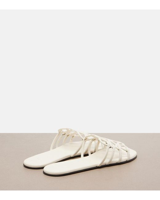 Loewe White Petal Anagram Leather Slides
