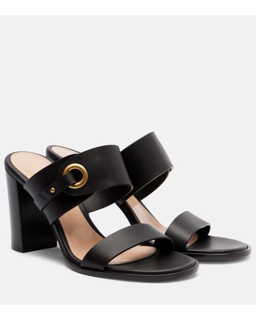 Gianvito Rossi Black 85 Leather Mules