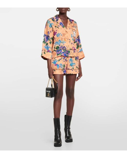 Off-White c/o Virgil Abloh Orange Floral Jacquard Pajama Shorts