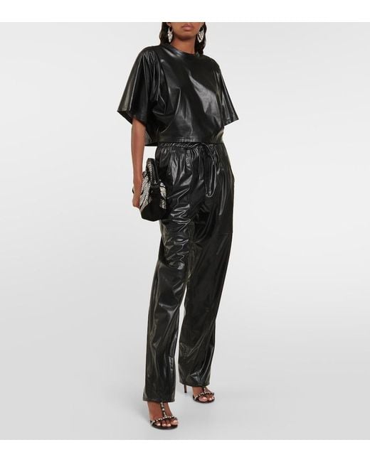 Isabel Marant Black Synthetic Leather Brooky T-Shirt