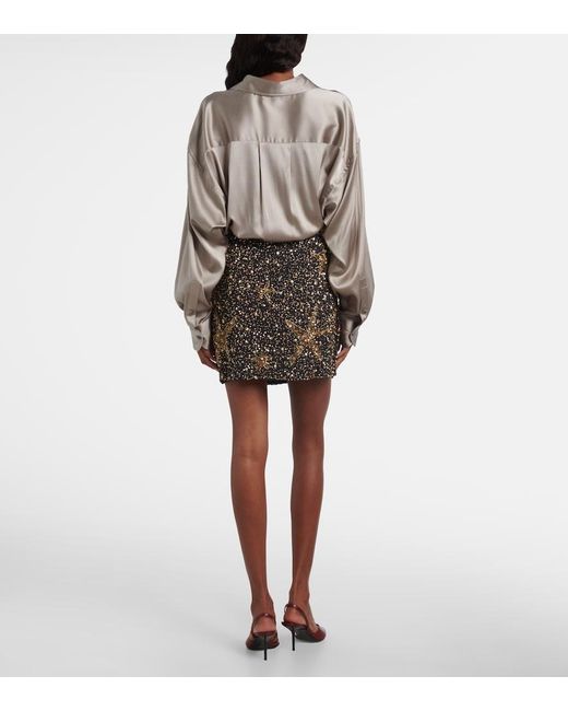 Rixo Black Minna Sequined Miniskirt