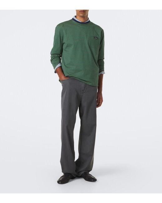 Miu Miu Green Striped Cotton Jersey T-Shirt for men