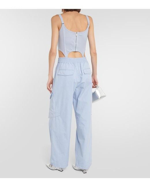 Dion Lee Blue Low-Rise Wide-Leg Cargo Pants