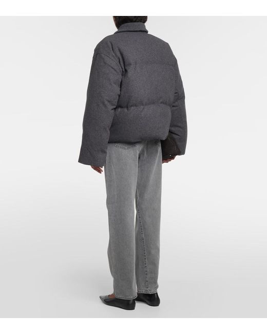 Totême  Gray Wool-blend Flannel Puffer Jacket