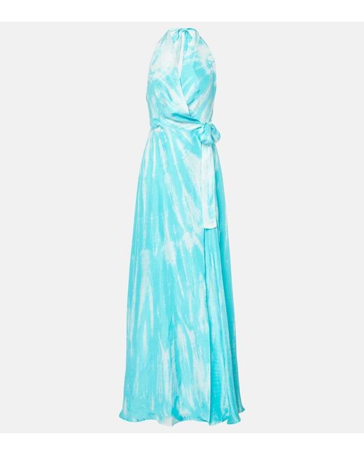 Anna Kosturova Blue Silk Maxi Dress