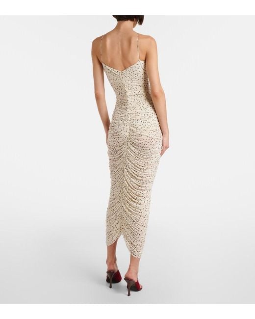 Magda Butrym White Floral-Applique Polka-Dot Maxi Dress