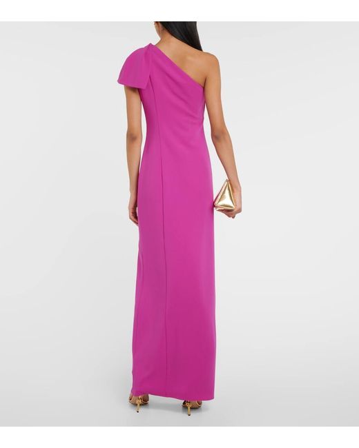 Roland Mouret Purple Bow-Detail One-Shoulder Cady Gown