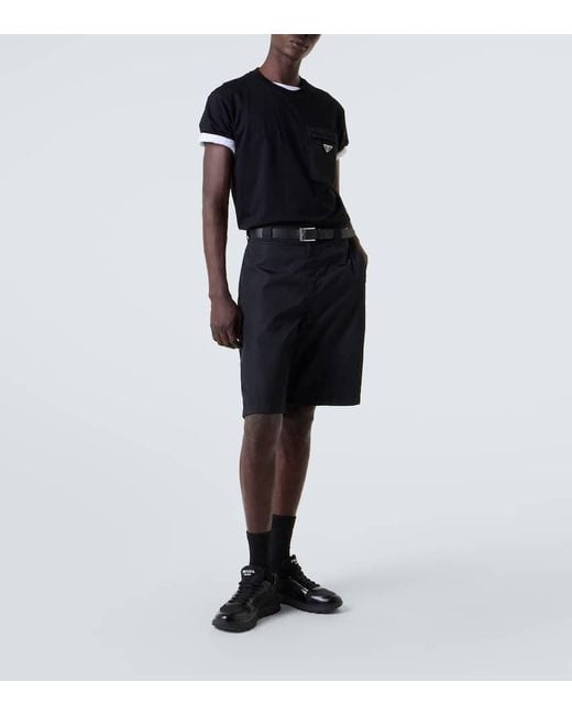 Prada T-Shirt Mit Einsatz Aus Re-Nylon in Black für Herren