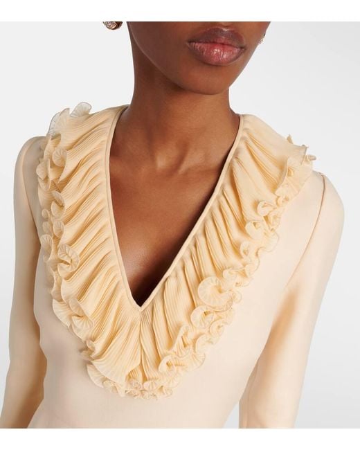 Valentino Natural Crepe Couture Ruffled Midi Dress
