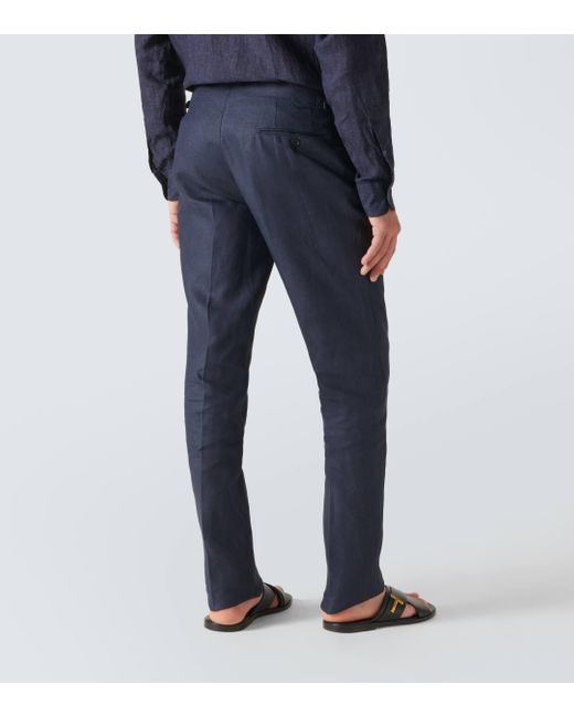 Pantalon de costume en lin Thom Sweeney pour homme en coloris Blue