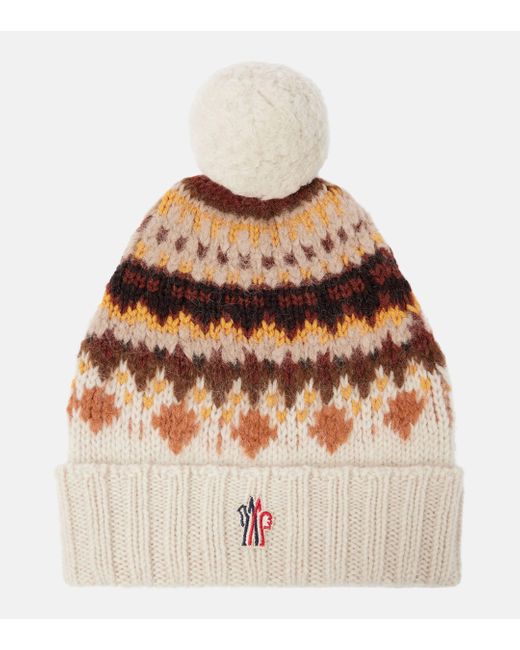 Moncler Brown Logo Wool-blend Beanie