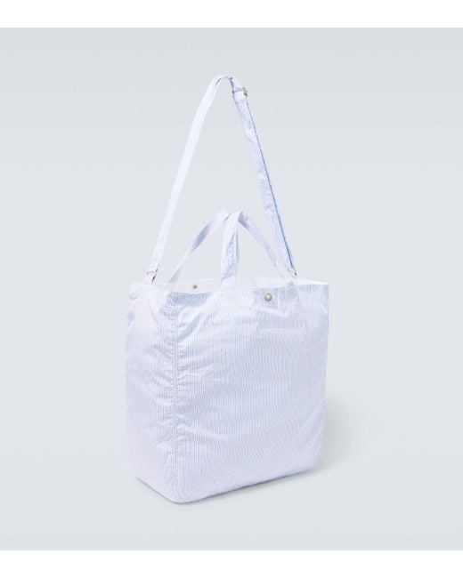 Comme des Garçons White Striped Canvas Tote Bag for men