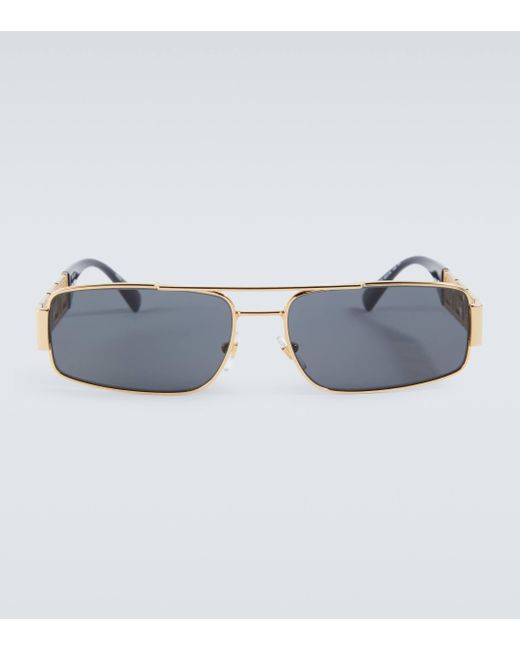 Versace Blue Greca Rectangular Sunglasses for men