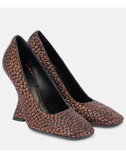 Dries Van Noten Brown Jacquard Wedge Pumps