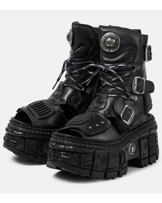 Vetements Black Leather Platform Boots