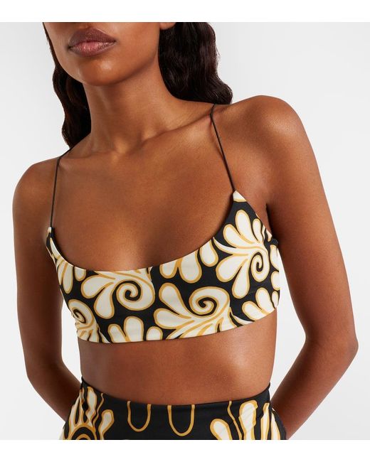Cala De La Cruz Metallic Isla Printed Bikini Top