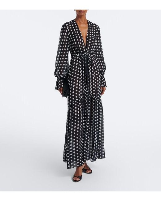 Alexandra Miro Black Clementine Polka-Dot Maxi Dress