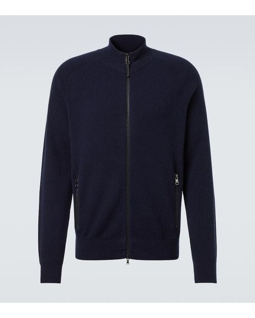 Bogner Blue Dexter Wool And Cashmere Zip-Up Sweater for men
