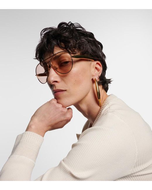 Bottega Veneta Brown Sardine Aviator Sunglasses