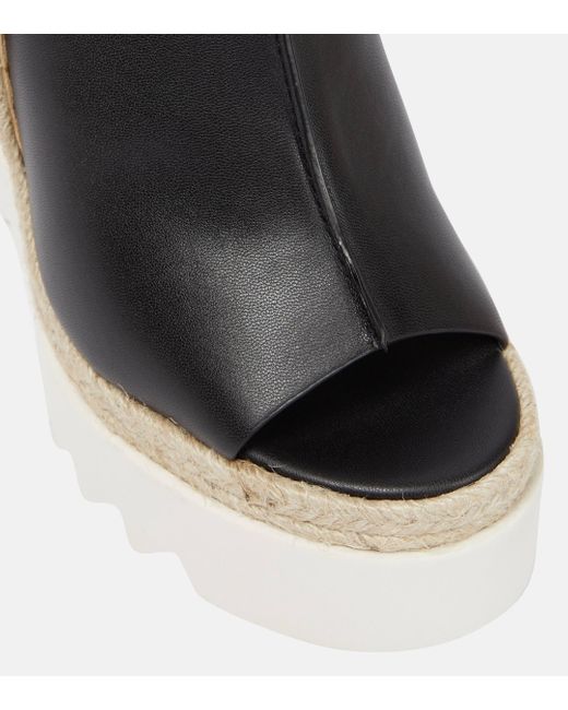 Stella McCartney Black Gaia Faux Leather Espadrille Sandals