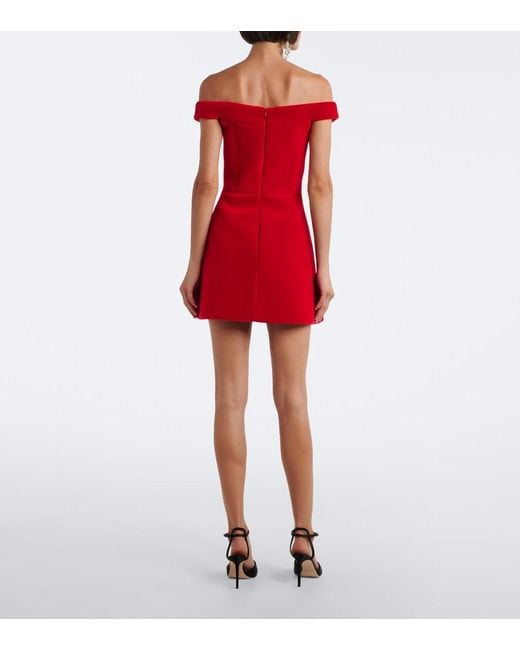 David Koma Red Off-Shoulder Velvet Minidress