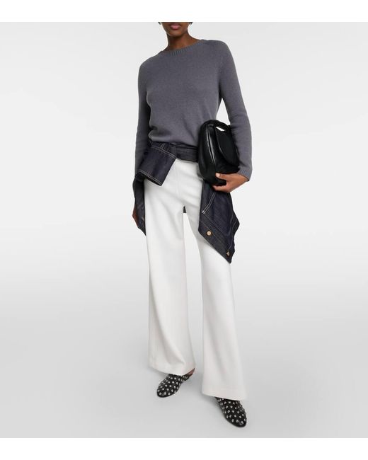 Max Mara White Levante High-rise Jersey Straight Pants