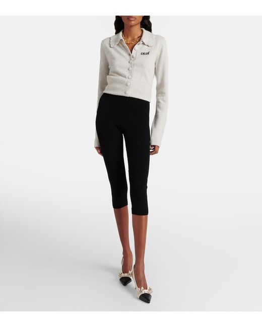 Chloé White Logo Wool Cardigan