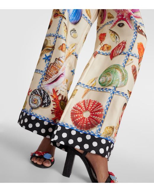 Pantaloni a palazzo Capri in seta di Dolce & Gabbana in Multicolor