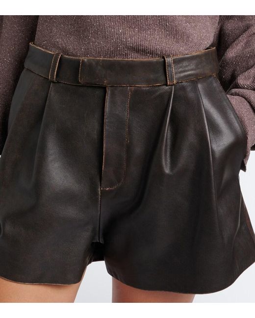 Arma Black High-Rise Leather Shorts