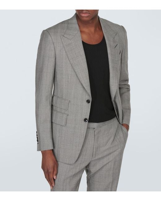 Tom Ford Gray Shelton Checked Wool Suit for men